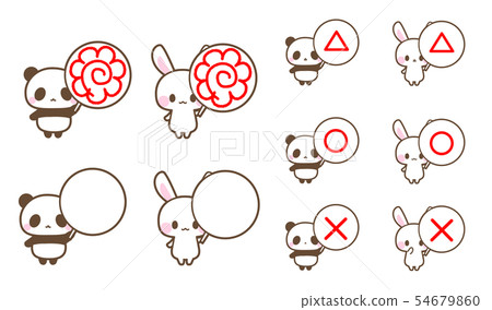 Hanamaru, Hanamaru Tsubaki, Panda, Rabbit, and Marubatsu Emotion illustration material 54679860