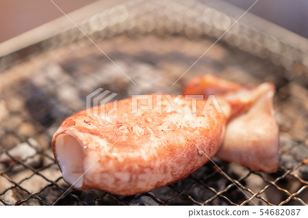 Squid, squid _ barbecue, BBQ, bbq, charcoal-grilled, grilled, biton charcoal, seven rings, camping, food, food 54682087
