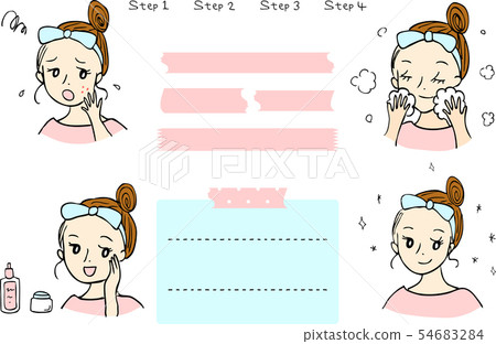 Face Wash Woman Masking Tape Notepad Face Wash Woman Masking Tape Notepad 54683284