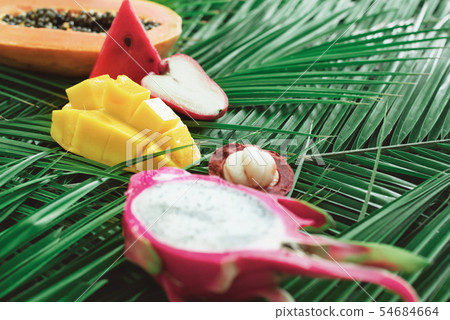 Different Tropical Fruits Raw Eating Diet Concept Different Tropical Fruits Raw Eating Diet Concept 54684664