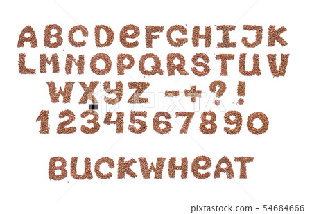 English alphabet. Hand made letters from buckwheat 54684666