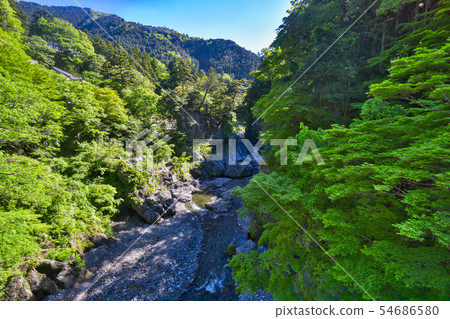 Fresh green Hachinosu Valley Landscape from the Hachinosu small bridge Fresh green Hachinosu Valley Landscape from the Hachinosu small bridge 54686580