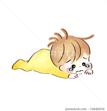 嬰兒躺在眼淚，水彩風格 54686858