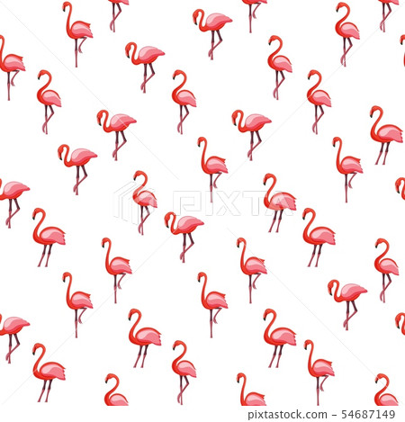 Pink flamingo seamless pattern on white background - Stock Illustration ...