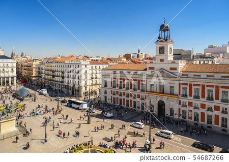 Madrid Spain, city skyline at Puerta del Sol 54687266