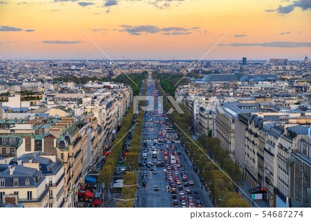 Paris France aerial view city skyline 54687274