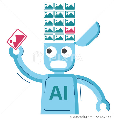 AI robot is educated and getting images. AI robot is educated and getting images. 54687437