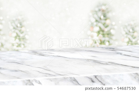 christams blur background,White marble table top 54687530