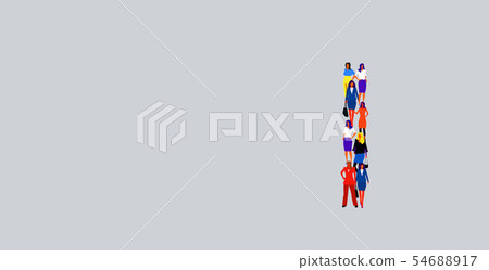 business people crowd forming shape letter I different men women businesspeople group standing 54688917