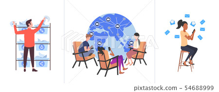 set businesspeople using laptop social media communication concepts collection business people set businesspeople using laptop social media communication concepts collection business people 54688999