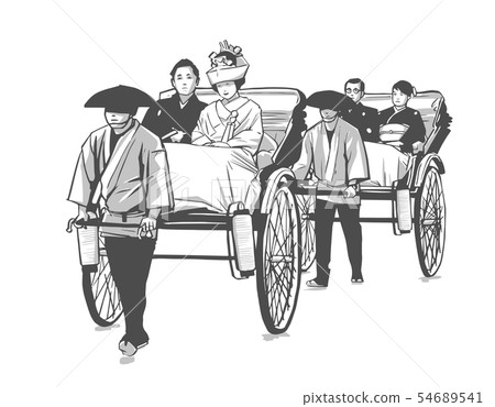 Traditional Japanese wedding, pulled rickshaw Traditional Japanese wedding, pulled rickshaw 54689541