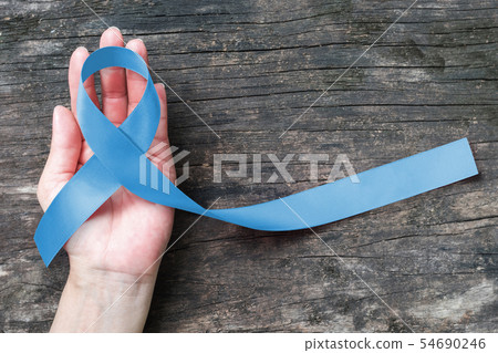 Blue ribbon symbolic of men health awareness Blue ribbon symbolic of men health awareness 54690246