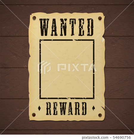Blank old wanted banner template nailed to a 54690756