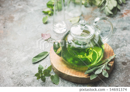 Hot herbal mint tea 54691374