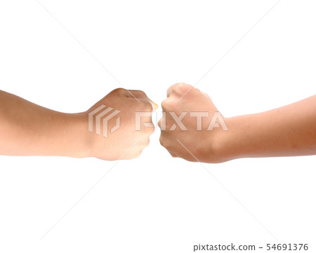Two hands in a white background,Cooperation and 54691376