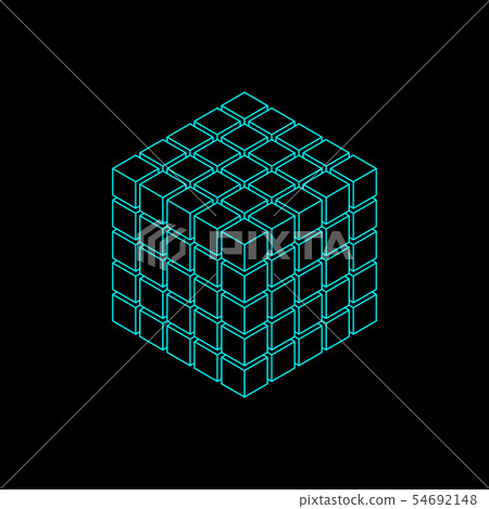 Abstract 3d Cube From Cubes. Isometric Projection. - Stock Illustration ...