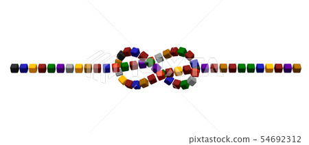 Abstract flemish knot of colorful cubes. 3d Vector 54692312