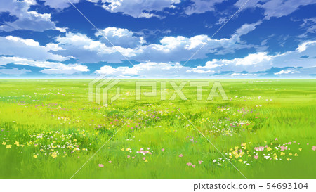 Blue sky and clouds and meadow 05_07 54693104