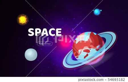 Space background. Cosmos with planets banner vector illustration. Spaceship travel to new planets Space background. Cosmos with planets banner vector illustration. Spaceship travel to new planets 54693182