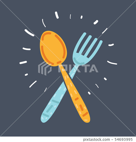 Fork and spoon cartoon icon. 54693995