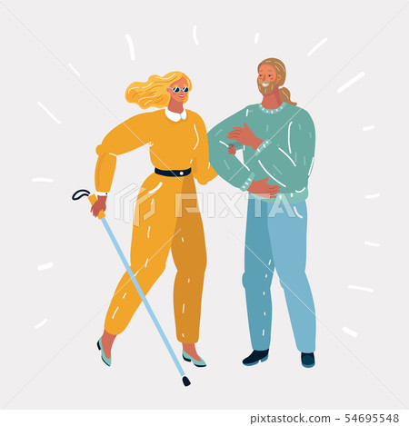 Young coule with Blind woman. 54695548