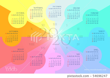 Rainbow wall calendar 2020 in the form of a clock Rainbow wall calendar 2020 in the form of a clock 54696247