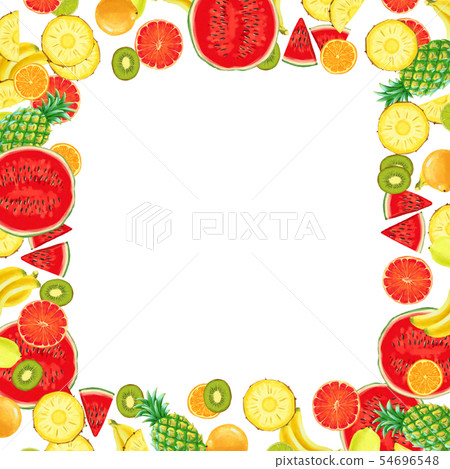 Hand drawn Exotic Fruit frame isolated on white background Hand drawn Exotic Fruit frame isolated on white background 54696548