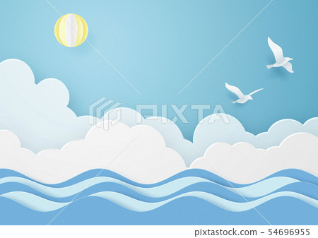 Paper Craft-Sky-Clouds-Sun-Sea-Birds Paper Craft-Sky-Clouds-Sun-Sea-Birds 54696955