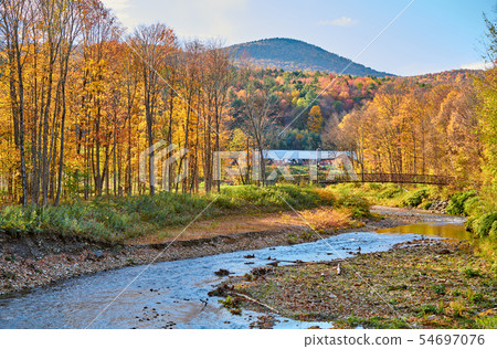 Autumn landscape with farm with barn 54697076