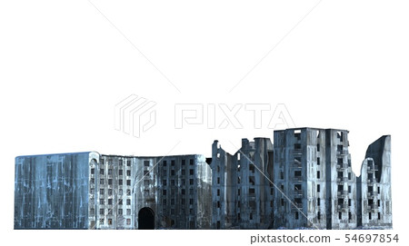 Ruined Buildings Isolated On White 3D Illustration Ruined Buildings Isolated On White 3D Illustration 54697854