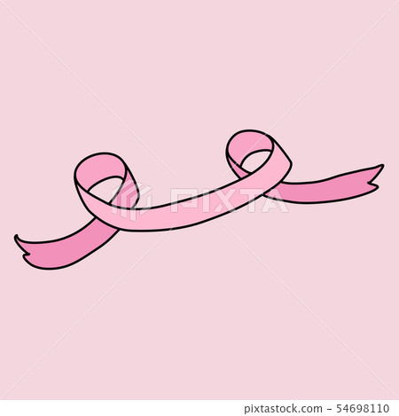 Pink ribbon icon. Sketch vector illustration. - Stock Illustration ...