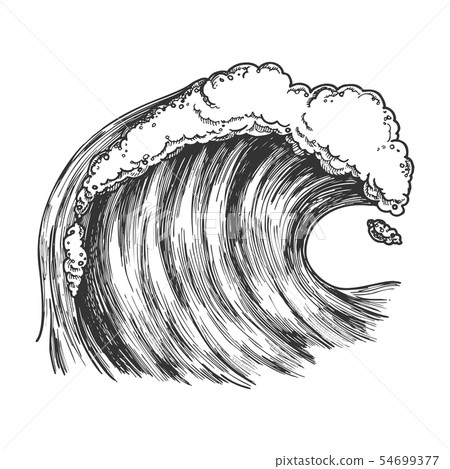 Rushing Foamy Tropical Ocean Marine Wave Vector Rushing Foamy Tropical Ocean Marine Wave Vector 54699377