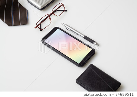 Mobile phone mockup with gentlemen's accessories, 54699511