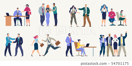 Businesspeople, Office Workers Flat Vector Set - Stock Illustration ...