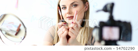 Pretty Beauty Vlogger Promote Cosmetology Product Pretty Beauty Vlogger Promote Cosmetology Product 54702290