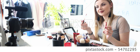 Young Blogger Recording Beauty Advice for Vlog Young Blogger Recording Beauty Advice for Vlog 54702295