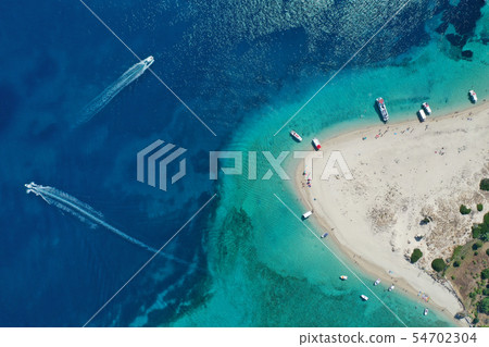 Aerial drone view of Marathonisi island Aerial drone view of Marathonisi island 54702304