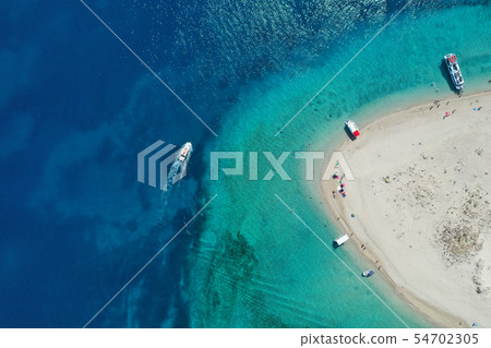 Aerial drone view of Marathonisi island 54702305