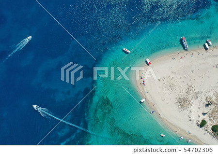 Aerial drone view of Marathonisi island 54702306