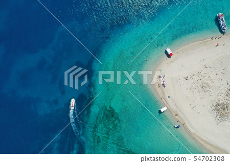 Aerial drone view of Marathonisi island Aerial drone view of Marathonisi island 54702308