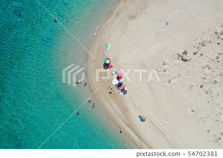 Aerial drone view of Marathonisi island Aerial drone view of Marathonisi island 54702381