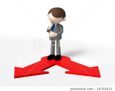 A businessman standing at a crossroads 54702615