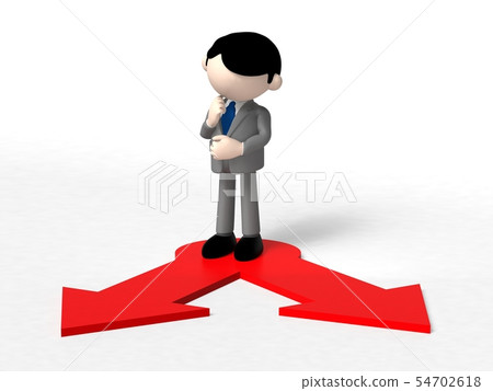 站立在交叉路的商人 54702618