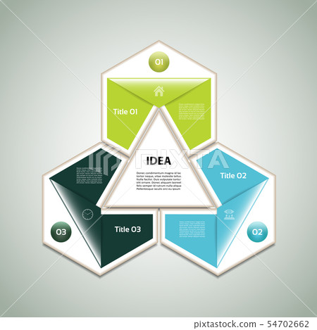 Cyclic diagram with three steps and icons. eps 10 54702662