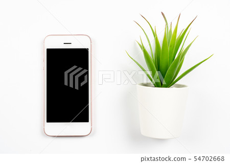 White office work space desk table with blank 54702668