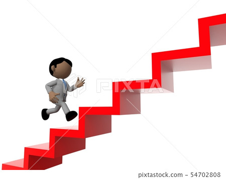 Businessman running up the stairs - Stock Illustration [54702808] - PIXTA
