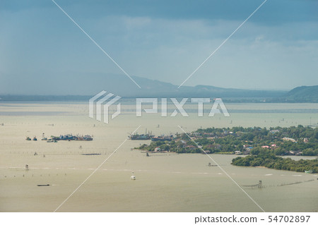 Aerial view landscape of island and lake with Aerial view landscape of island and lake with 54702897