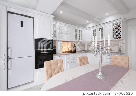 modern white wooden kitchen interior 54703529