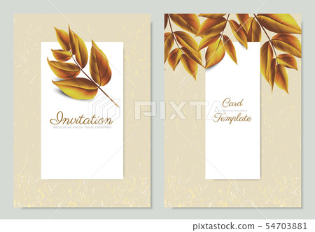 Autumn leaves with white frame and gold glitter Autumn leaves with white frame and gold glitter 54703881