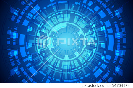 abstract technology circles on blue color 54704174